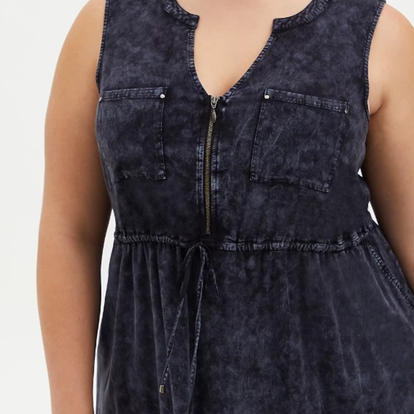 MINI CHALLIS ZIP-FRONT SHIRT DRESS - Picture 3 of 5